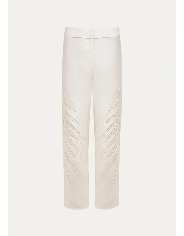 Eyelet Embroidered Cropped Pants