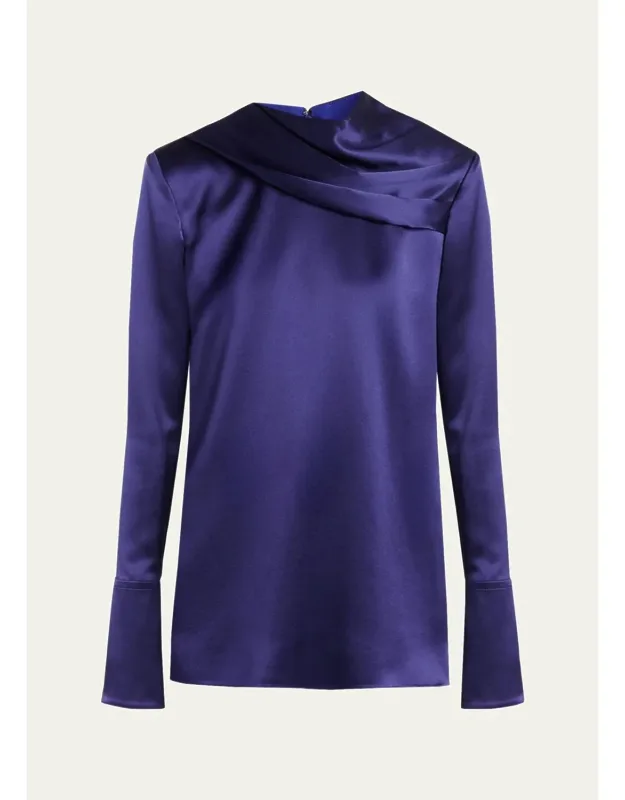 Draped Silk Tunic Blouse