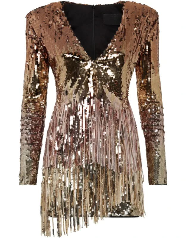 Fringe Degradé Paillette Dress