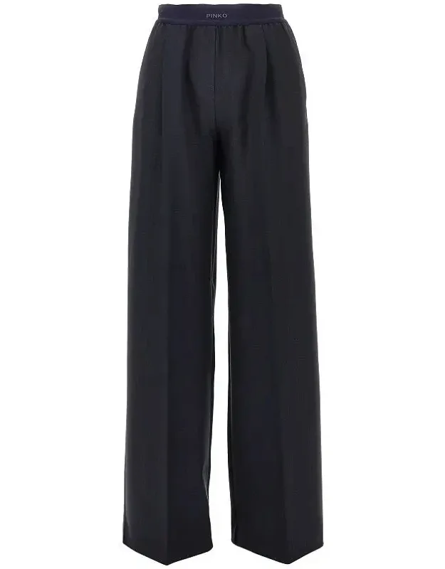 Stretch Wool-blend Wide-leg Pants
