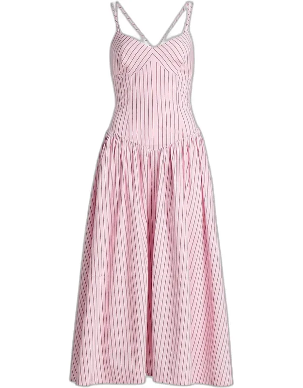 Stripe Drop-waist Midi Dress