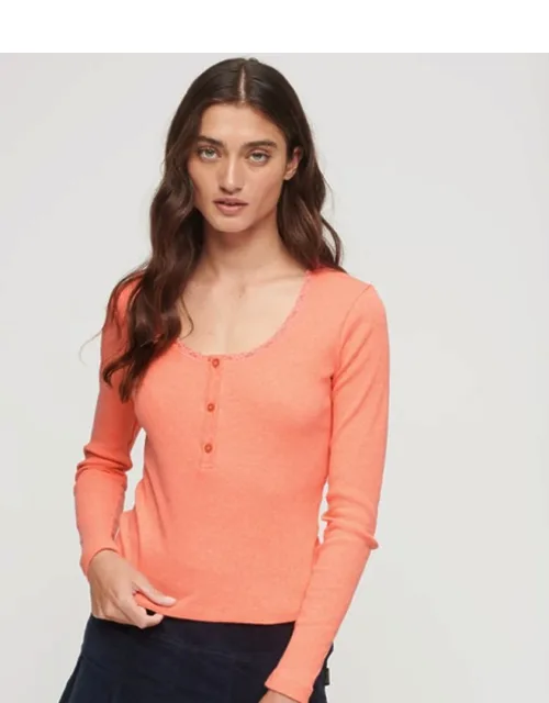 Ribbed Long Sleeve Henley Top