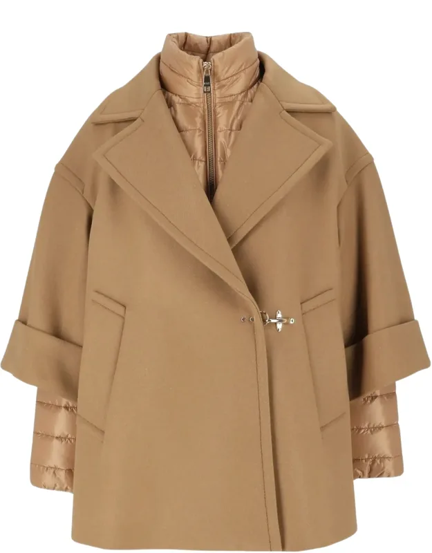 Layered Wool-blend Coat
