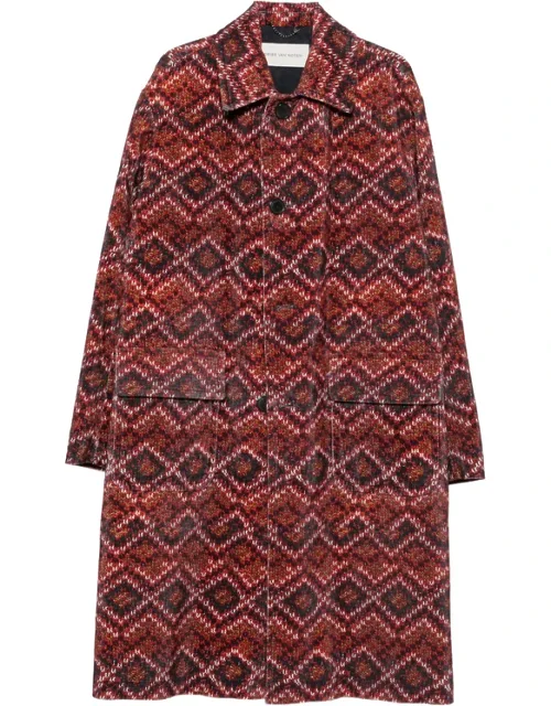 Geometric-print Corduroy Coat