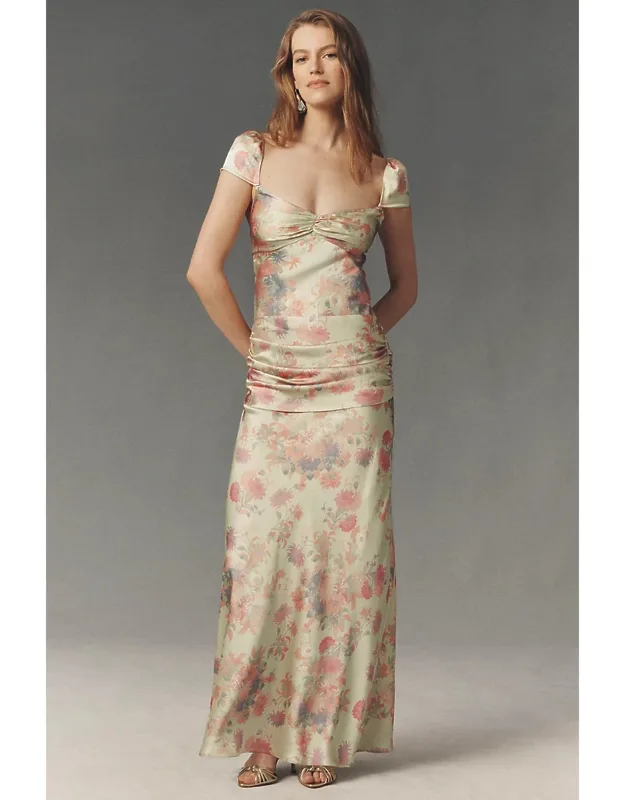 Ruched Maxi Slip Dress