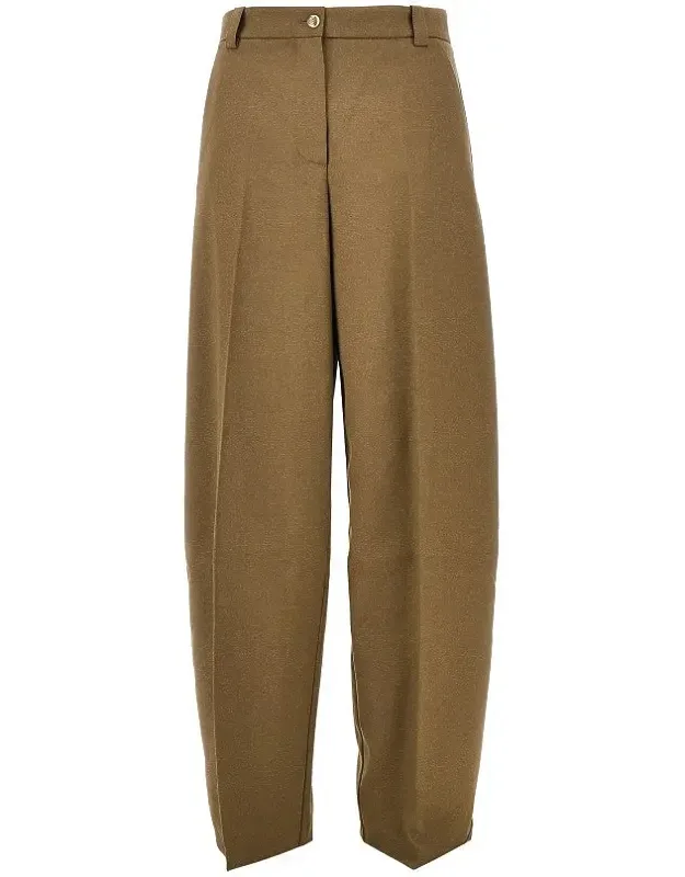 Wool-blend Barrel Leg Pants