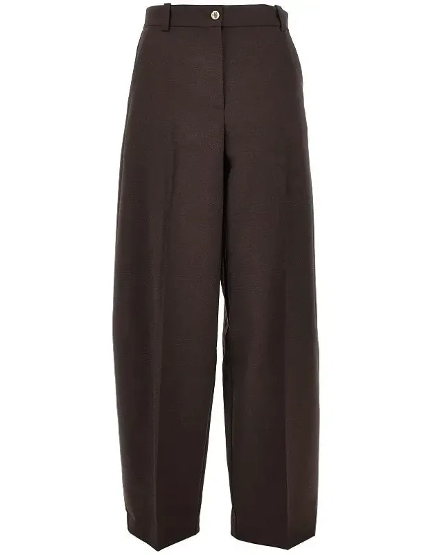 Wool-blend Barrel Leg Pants