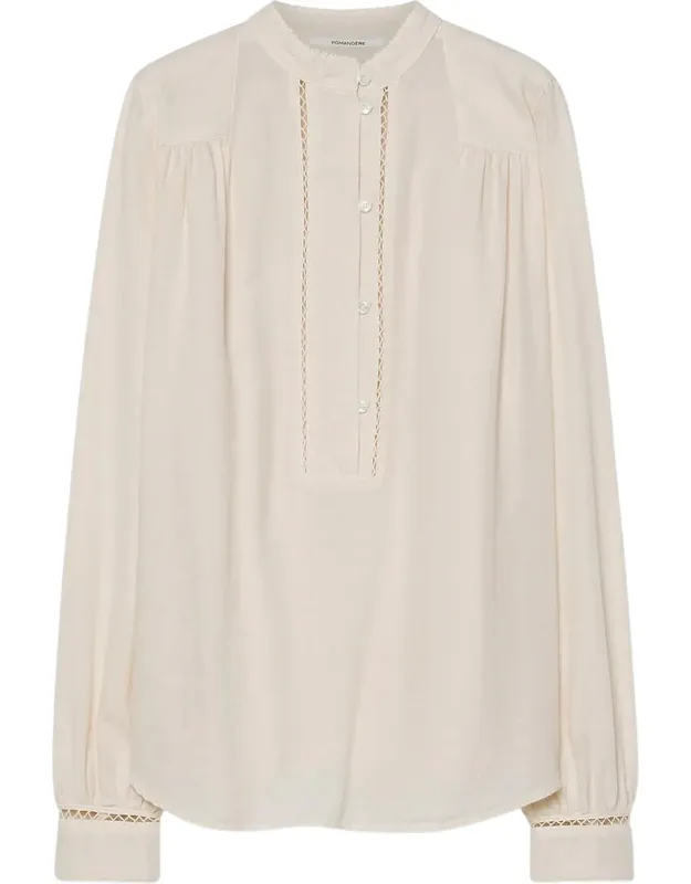 Lace Trimmed Cotton-wool Polo Shirt