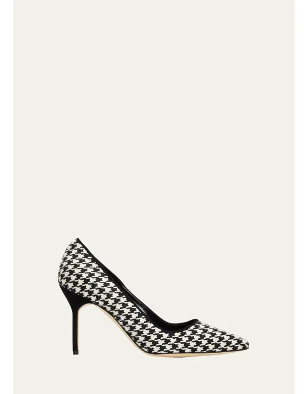 90mm Houndstooth Wool Pumps