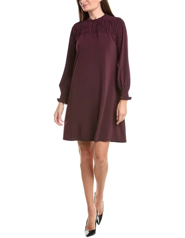 Solid Knit Moss Crepe Shirred Dress