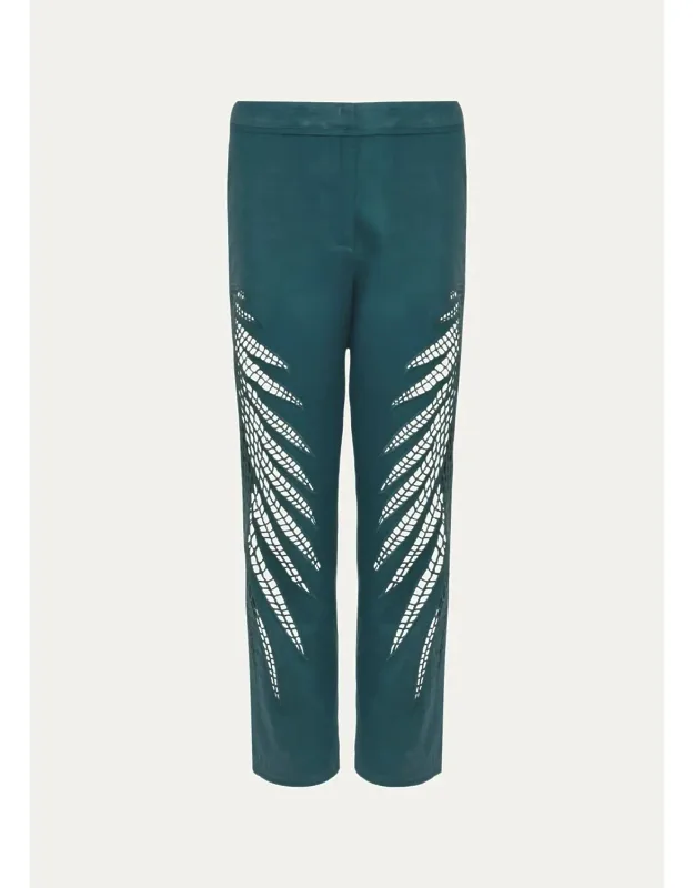 Eyelet Embroidered Cropped Pants