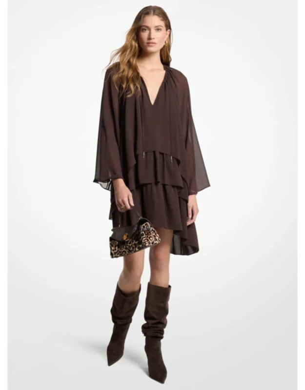 Ruffled Georgette High-low Dress
