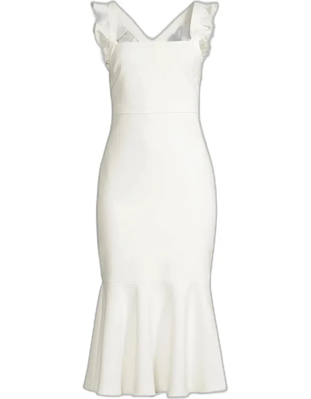Hara Sleeveless Flounce-hem Midi Dress