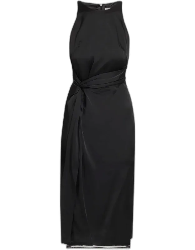 Sleeveless Sarong Halter Midi Dress