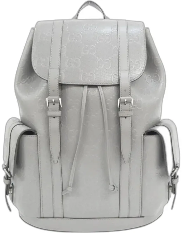 Gg Embossed Large Leather Backpack Bag