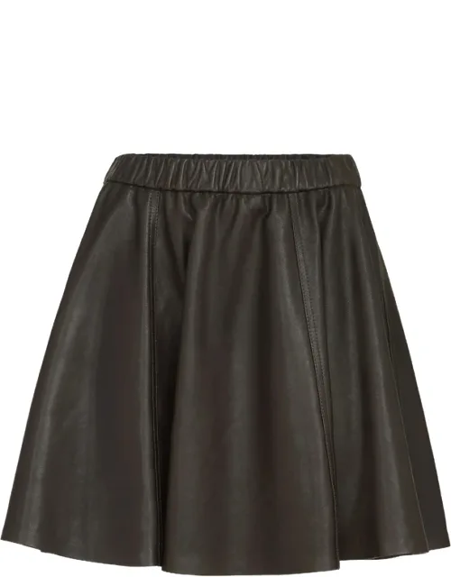 Polished Nappa-leather Mini Circle Skirt