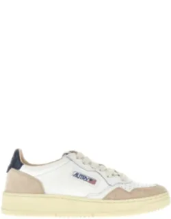 Medalist Low Leather Sneakers With Suede Details And Contrasting Heel Tab