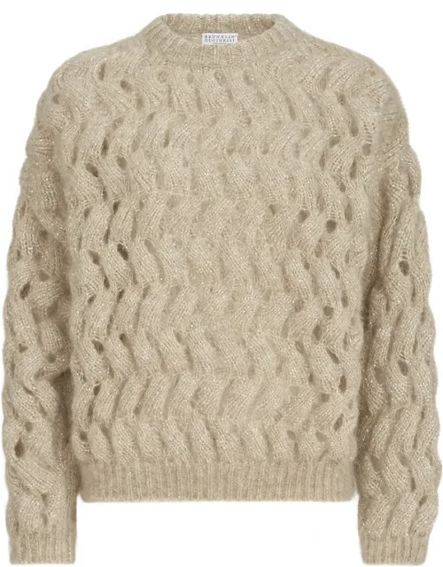 Dazzling Zigzag-cables Sweater In Mohair And Wool