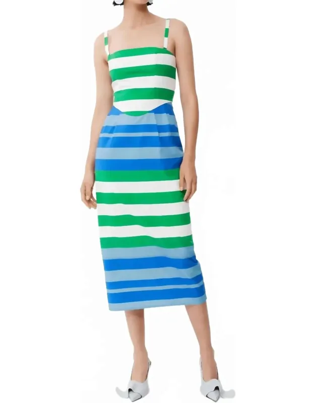 Ally Midi Dress - Sheath Silhouette, Zip Closure, Square Neckline