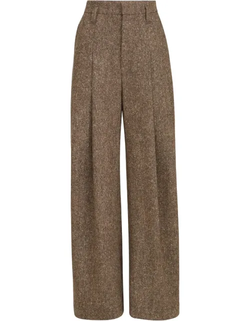 Virgin-wool Donegal Pleated Barrel Trousers