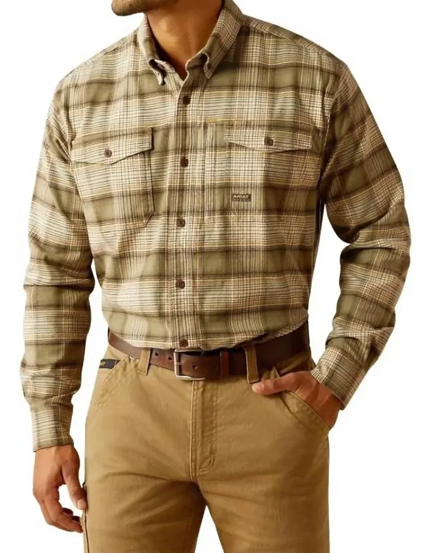 Rebar Durastretch Work Flannel Shirt In Deep Lichen