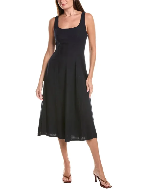 Linen-blend Mid Dress