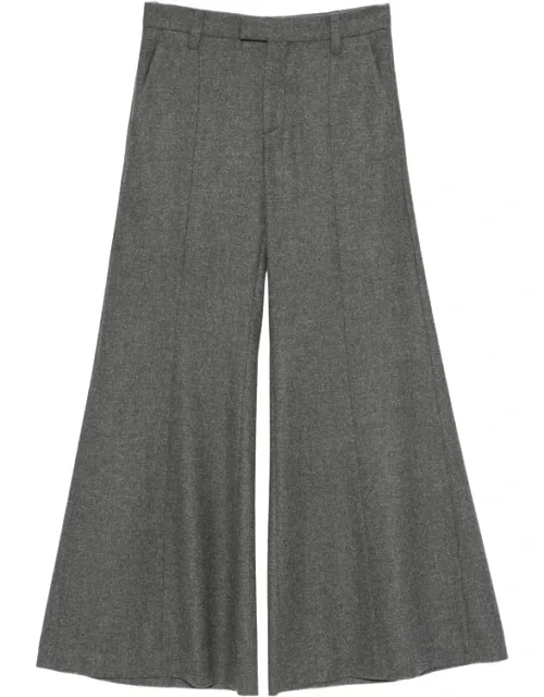 Pressed-crease Wide-leg Wool Trousers