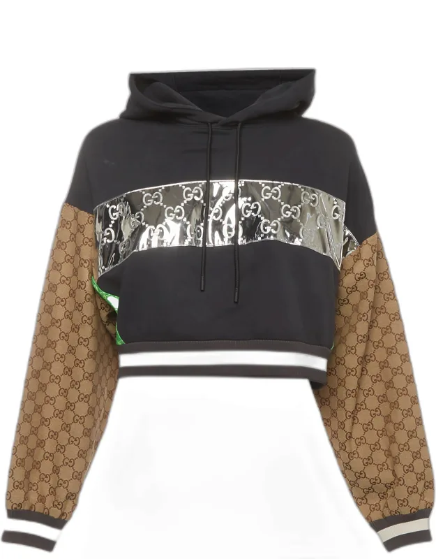 Multicolor Gg Pattern Jersey Cropped Hoodie