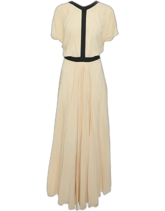 Crepe Pleated Contrast Midi Dress