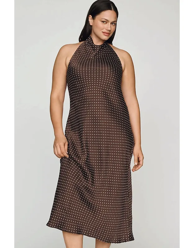Satin Halter Midi Dress
