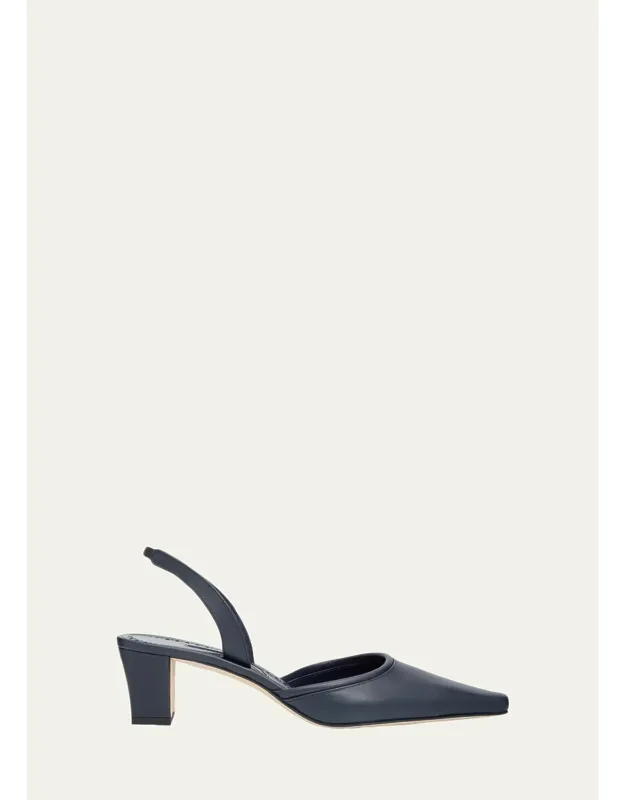 50mm Leather Slingback Pumps