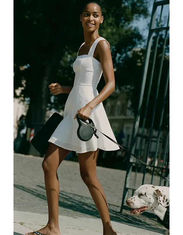 Linen Square-neck Mini Dress