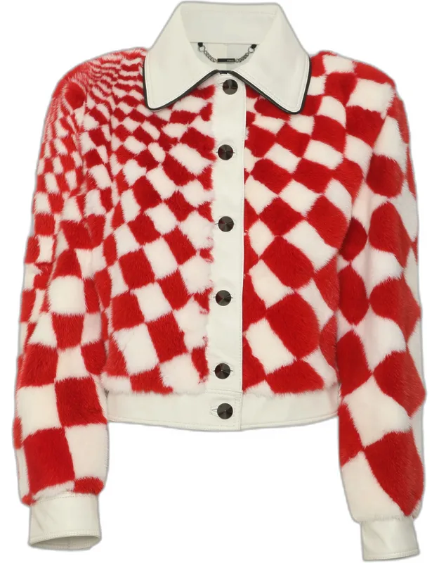 Quilt Motif Mink Fur And Leather Cropped Jacket