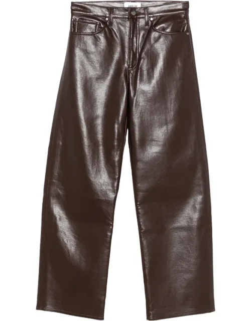 Coated Wide-leg Trousers