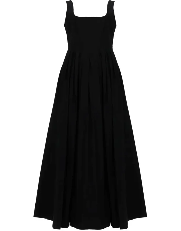 Maxi Dress With Square Neckline And Gathered Skirt