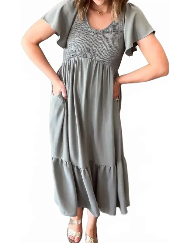 Smocked Midi Dress