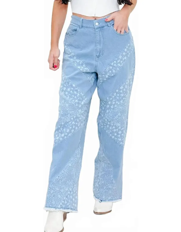 Free Falling High-rise Cotton Blend Wide Leg Jeans