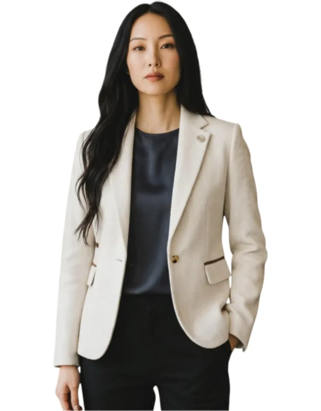 Wool Tweed Herringbone Check Blazer