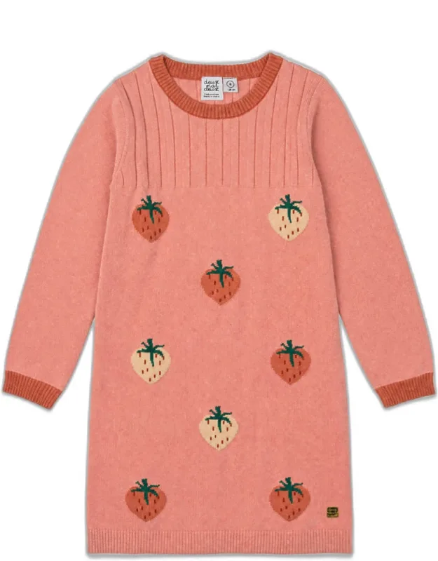 Knitted Dress With Strawberry Jacquard
