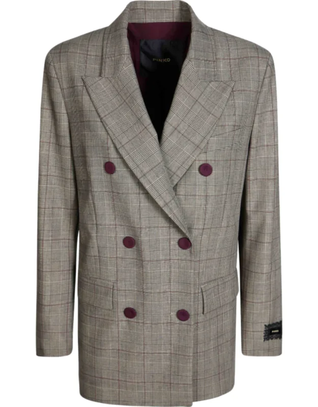 Checkered Double-breasted Blazer