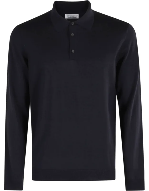 Button-down Ribbed Merino Wool Polo Shirt