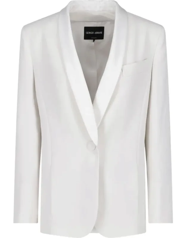 Silk Blazer With Shawl Collar And Button Closure