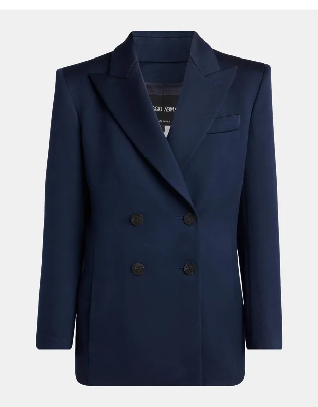 Wool-silk Double-breasted Blazer
