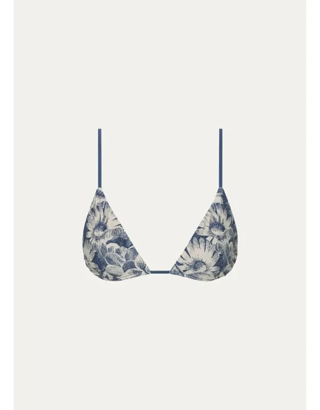 Lilia String Triangle Bikini Top, Vintage Floral Motif