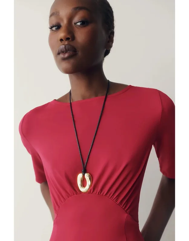 Ruched Boat-neck Top