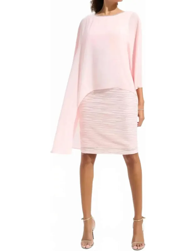 Chiffon Poncho Overlay Sheath Dress