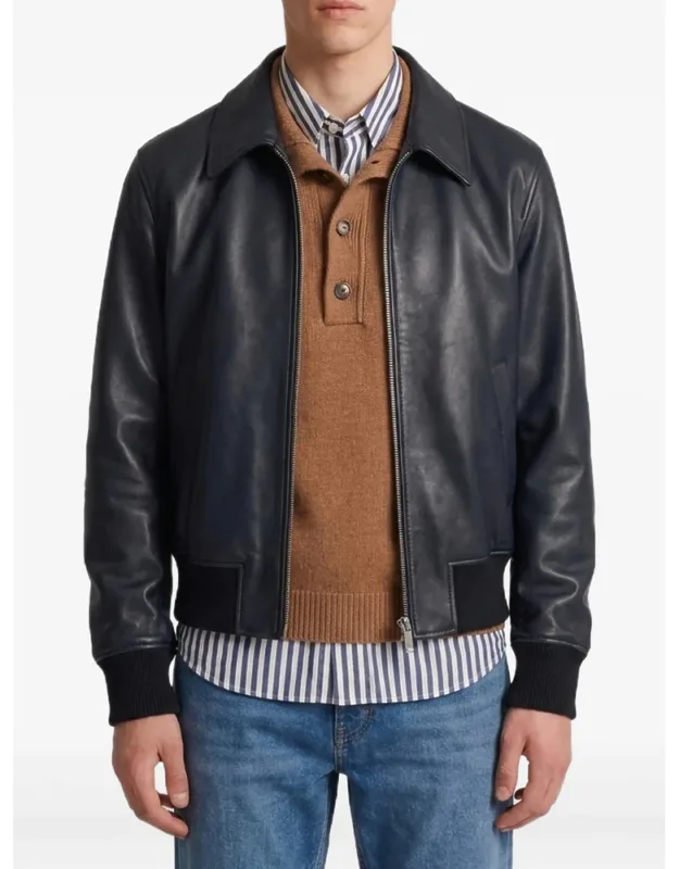 Lamb-leather Zipped Jacket