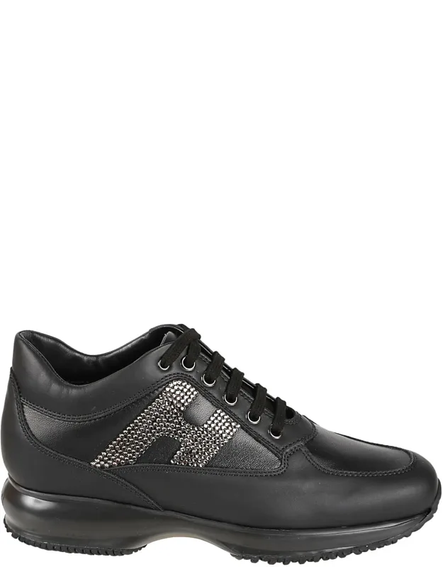 Streamlined Calf Leather Panel Sneakers