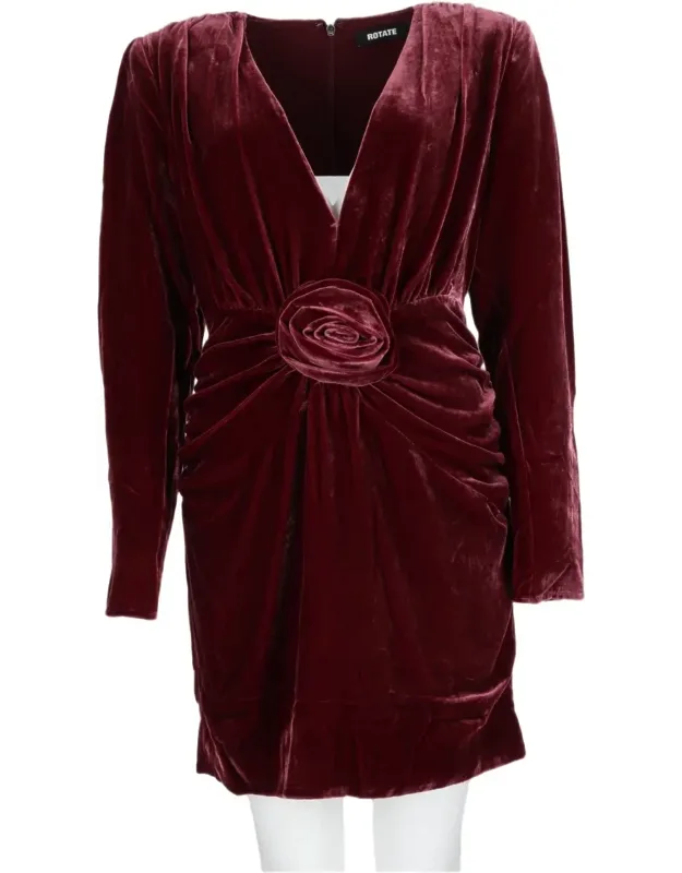 Mini Velvet Dress With Rosette Detail