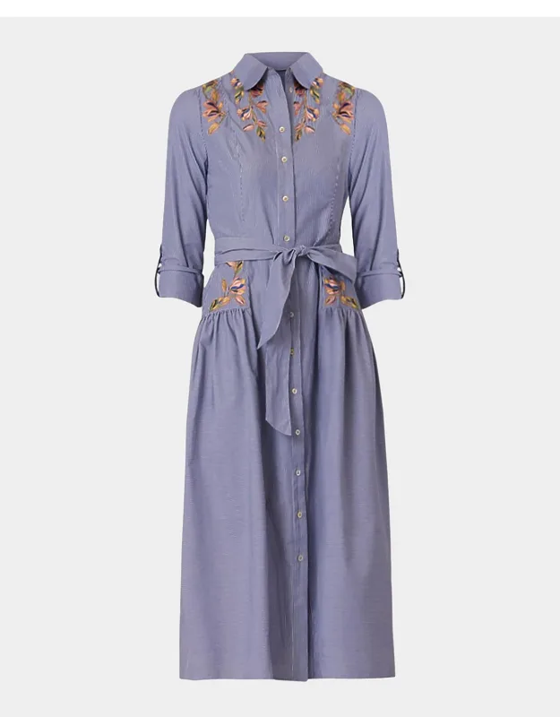 Caldwell Pinstriped Cotton-blend Poplin Shirtdress